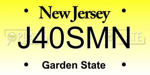 J40SMN New Jersey License Plate
