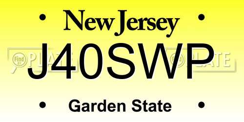 J40SWP New Jersey License Plate