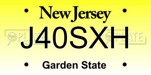 J40SXH New Jersey License Plate