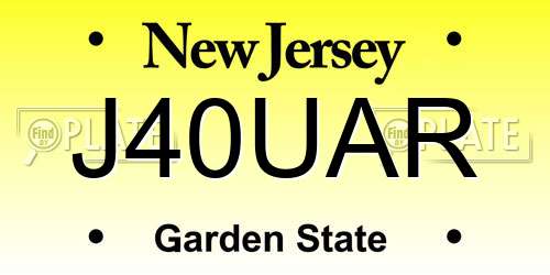 J40UAR New Jersey License Plate