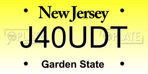 J40UDT New Jersey License Plate