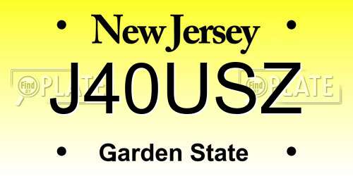 J40USZ New Jersey License Plate