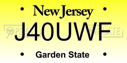 J40UWF New Jersey License Plate