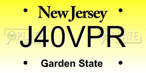 J40VPR New Jersey License Plate