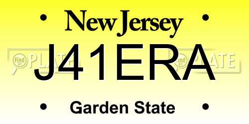 J41ERA New Jersey License Plate