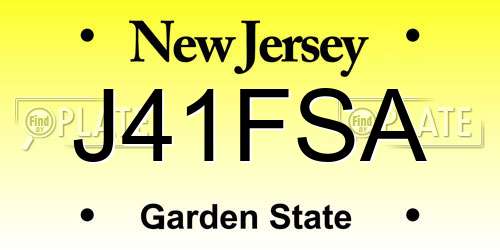 J41FSA New Jersey License Plate