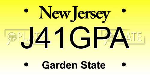 J41GPA New Jersey License Plate