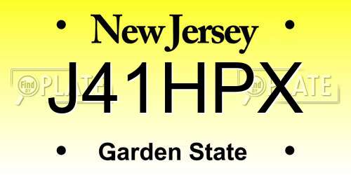 J41HPX New Jersey License Plate