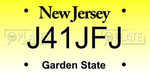 J41JFJ New Jersey License Plate