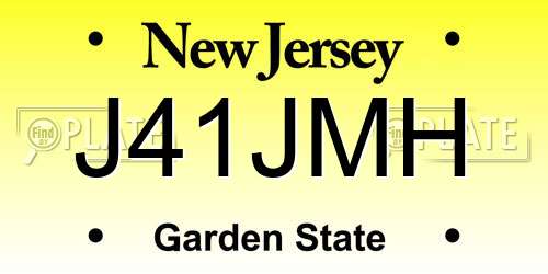 J41JMH New Jersey License Plate