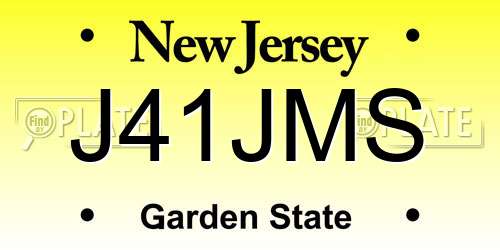 J41JMS New Jersey License Plate