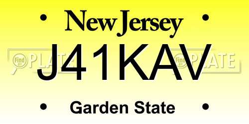 J41KAV New Jersey License Plate