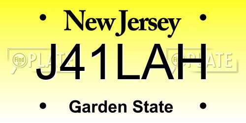 J41LAH New Jersey License Plate