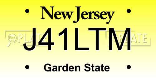 J41LTM New Jersey License Plate