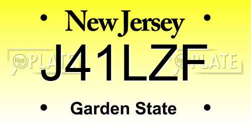 J41LZF New Jersey License Plate