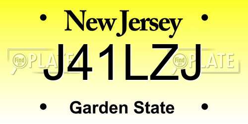 J41LZJ New Jersey License Plate