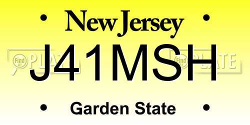 J41MSH New Jersey License Plate