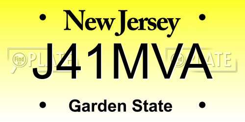 J41MVA New Jersey License Plate