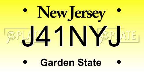 J41NYJ New Jersey License Plate