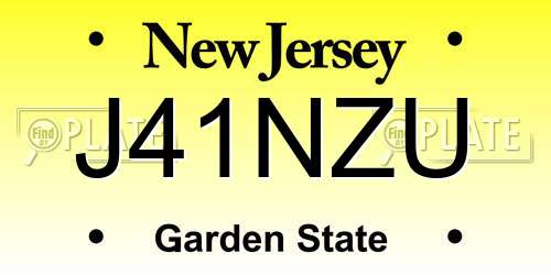J41NZU New Jersey License Plate
