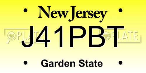 J41PBT New Jersey License Plate