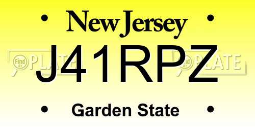 J41RPZ New Jersey License Plate