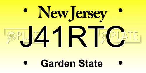 J41RTC New Jersey License Plate