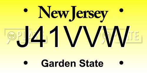 J41VVW New Jersey License Plate