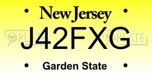 J42FXG New Jersey License Plate