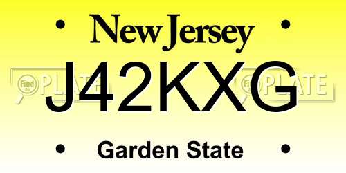 J42KXG New Jersey License Plate