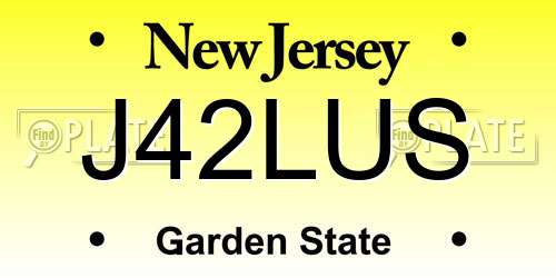 J42LUS New Jersey License Plate