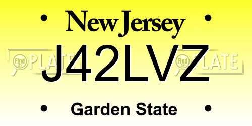 J42LVZ New Jersey License Plate
