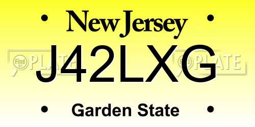 J42LXG New Jersey License Plate