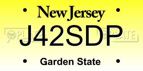 J42SDP New Jersey License Plate