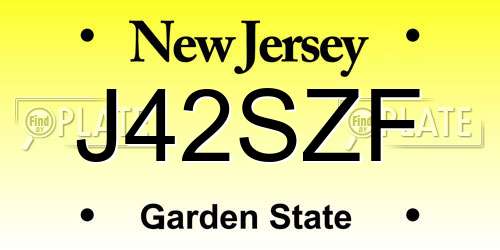 J42SZF New Jersey License Plate