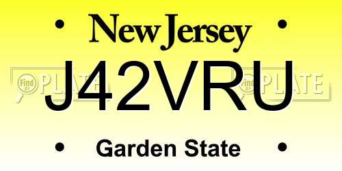 J42VRU New Jersey License Plate