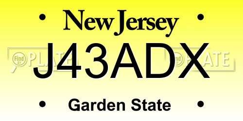 J43ADX New Jersey License Plate