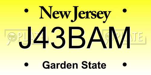 J43BAM New Jersey License Plate