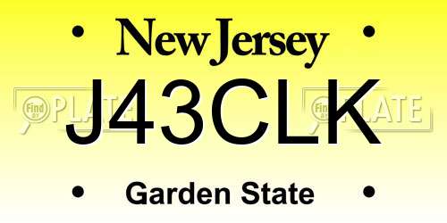 J43CLK New Jersey License Plate