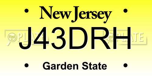 J43DRH New Jersey License Plate