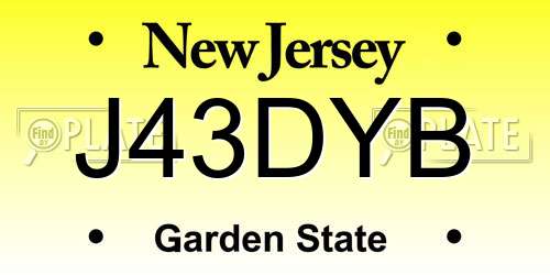 J43DYB New Jersey License Plate