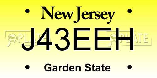 J43EEH New Jersey License Plate