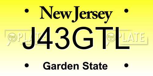 J43GTL New Jersey License Plate