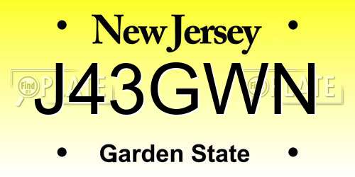 J43GWN New Jersey License Plate