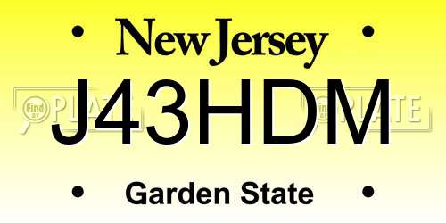J43HDM New Jersey License Plate