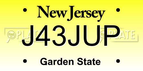 J43JUP New Jersey License Plate