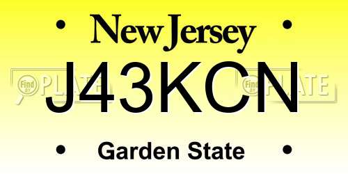 J43KCN New Jersey License Plate