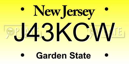 J43KCW New Jersey License Plate