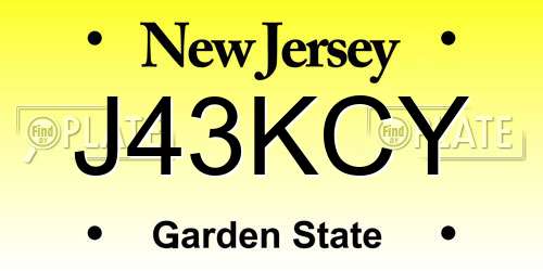 J43KCY New Jersey License Plate