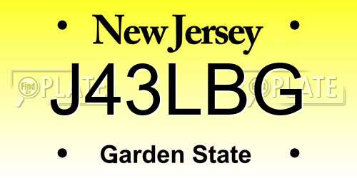 J43LBG New Jersey License Plate